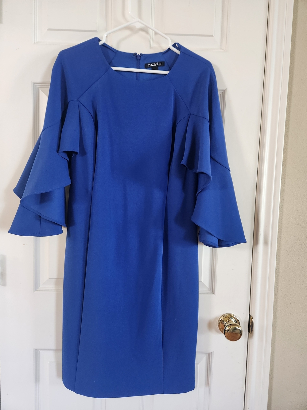 Roz & Ali Cobalt Blue Ruffle-Sleeve Shift Dress